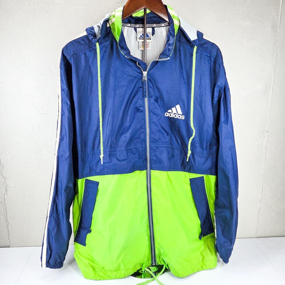 VTG 90s Adidas Equipment Colorblock Packable Hood Windbreaker Jacket Sz M